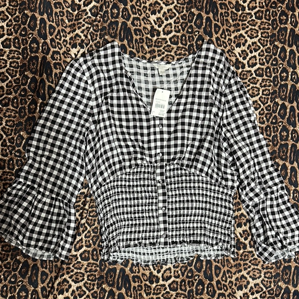 Black and White Gingham Women's Top